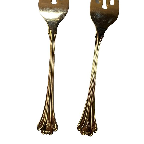FB Rogers Golden Plated Electroplate American Chipendale 4 Forks Salad - Picture 11 of 15